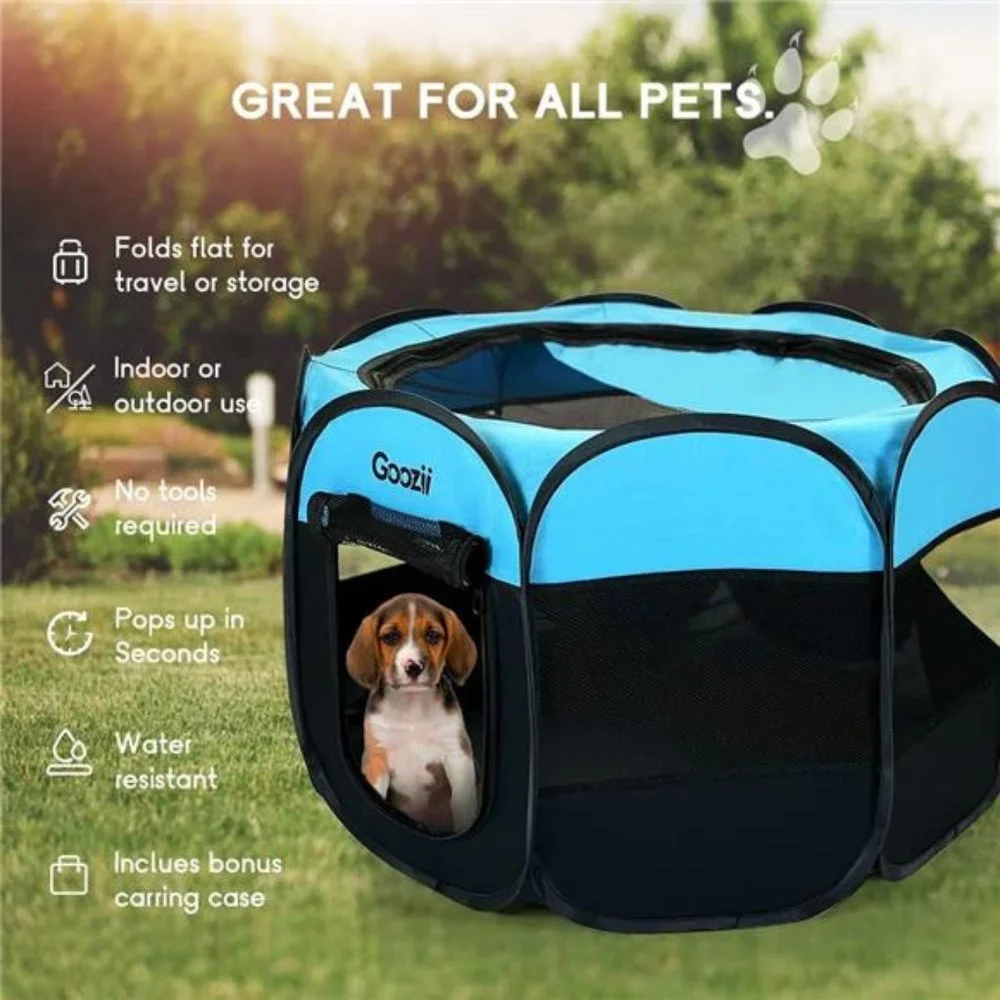 Small Dog Playpen Portable Collapsible, Small Size, Blue